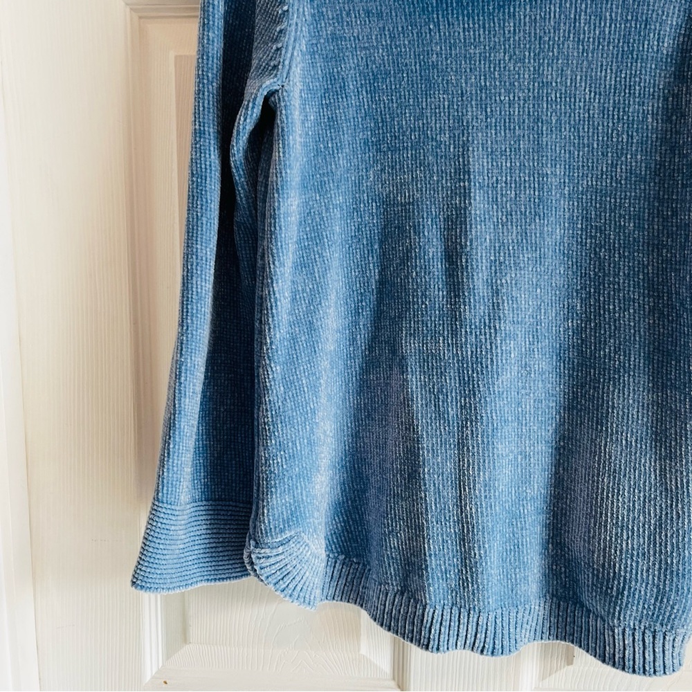 Soft Surroundings Blue Chenille Cowl Neck Sweater - Picture 7 of 11